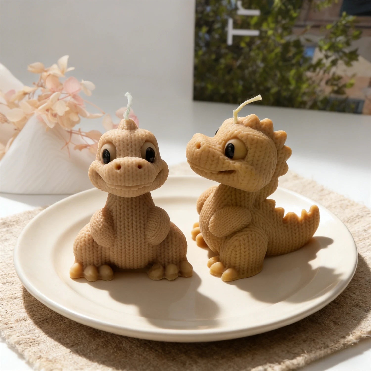 3D Knitted Dinosaur Silicone Candle Mold Cute Cartoon Dino Resin Mould for Soap,Plaster, DIY Aromatherapy Candle Home Decor Gift