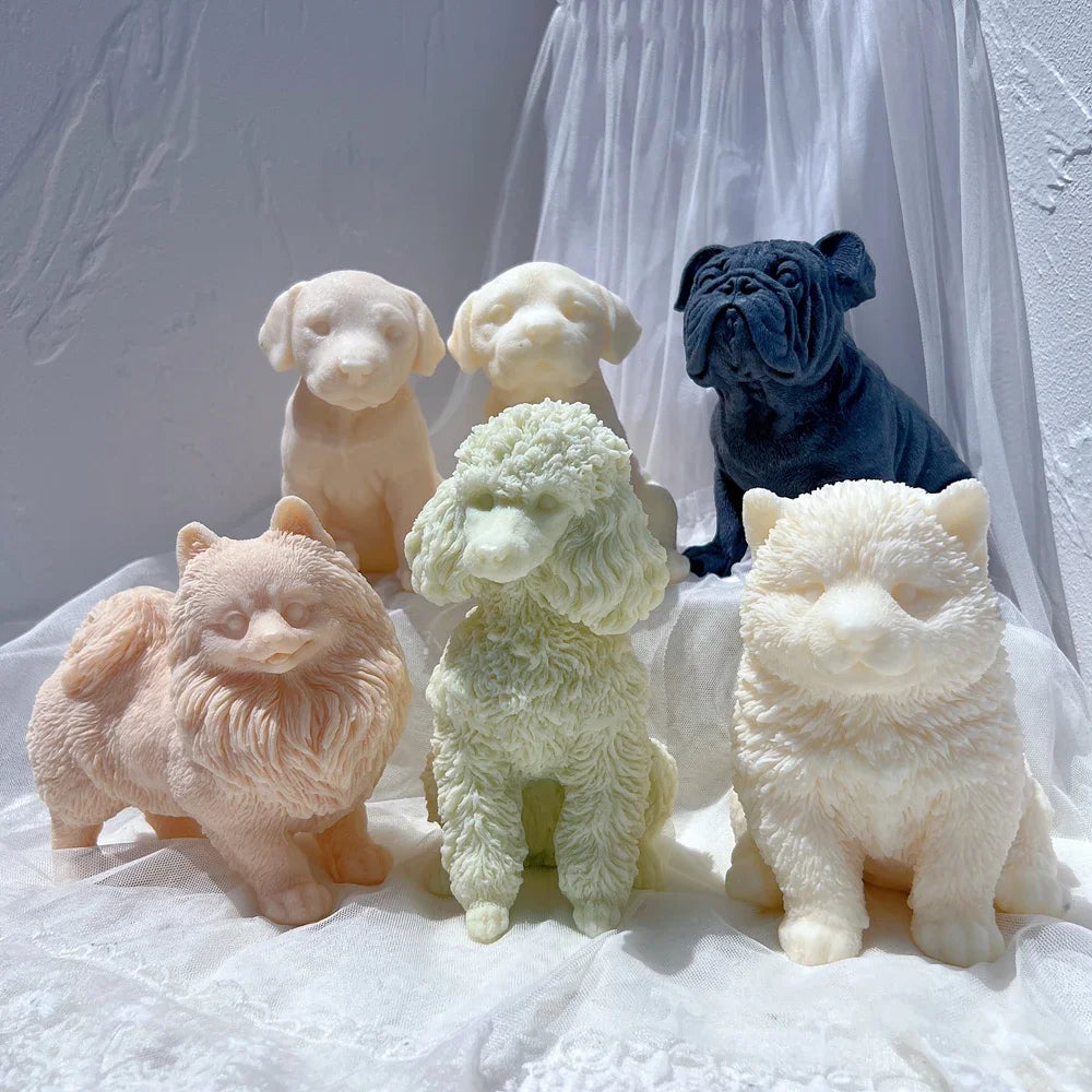 Cute Different Breeds Dog Candle Mold Animal Puppy Soy Wax Silicone Mould Dog Lover Home Decor