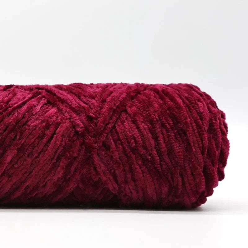 Yarn, Chenille Velvet-Style with Gold Luster for Scarves, Sweaters & Dolls