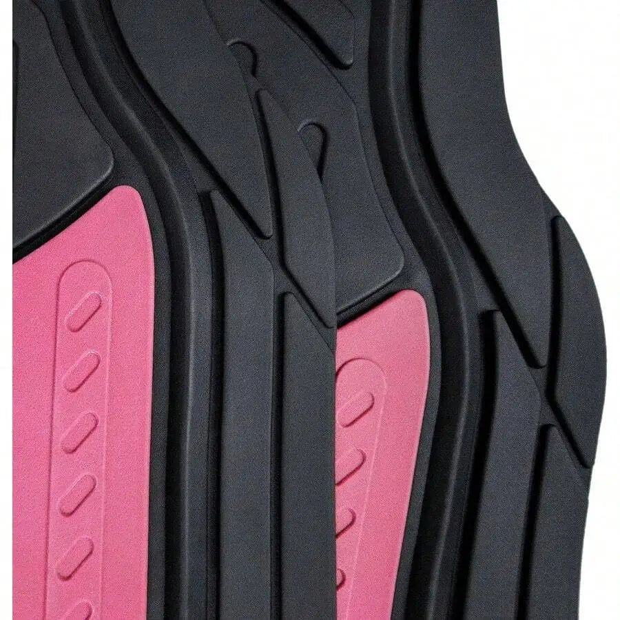 Automotive Floor Mats - 4 Heavy Duty Pink Rubber For Cars Universal Fit Full Set
