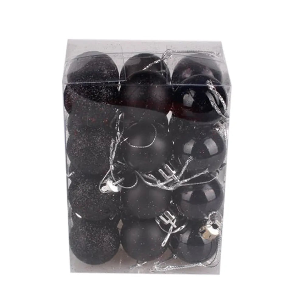 Christmas Ornaments 24pc Glitter Bauble Set Tube 12 Colors 1.18 in