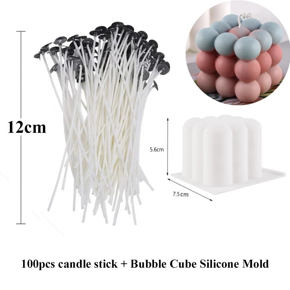 Candle Wicks Pre-Waxed Cotton Smokeless Metal Tab 1-8in DIY Candle Making