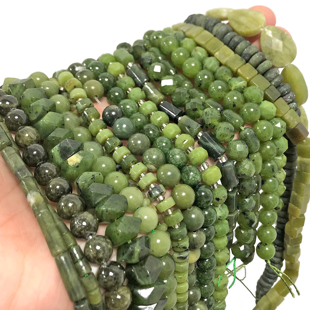 Stone Beads Green Jade-Style Faceted Mixed Shapes for DIY Jewelry Making
