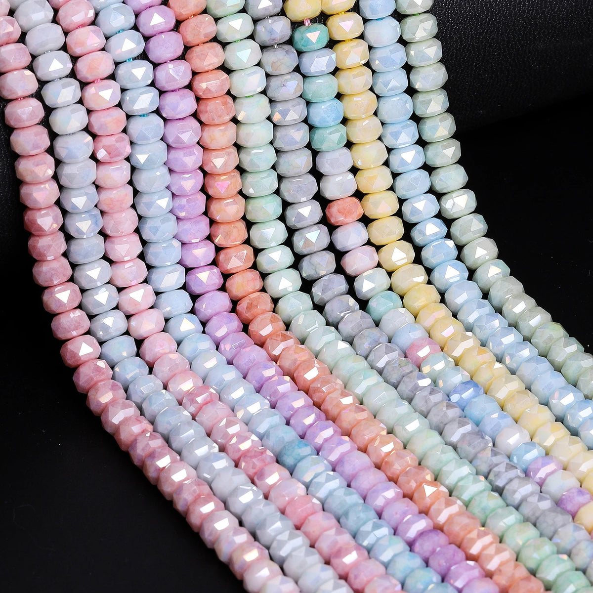 Glass Beads Faceted AB Wheel Flat Cylinder Shapes for DIY Jewelry Making