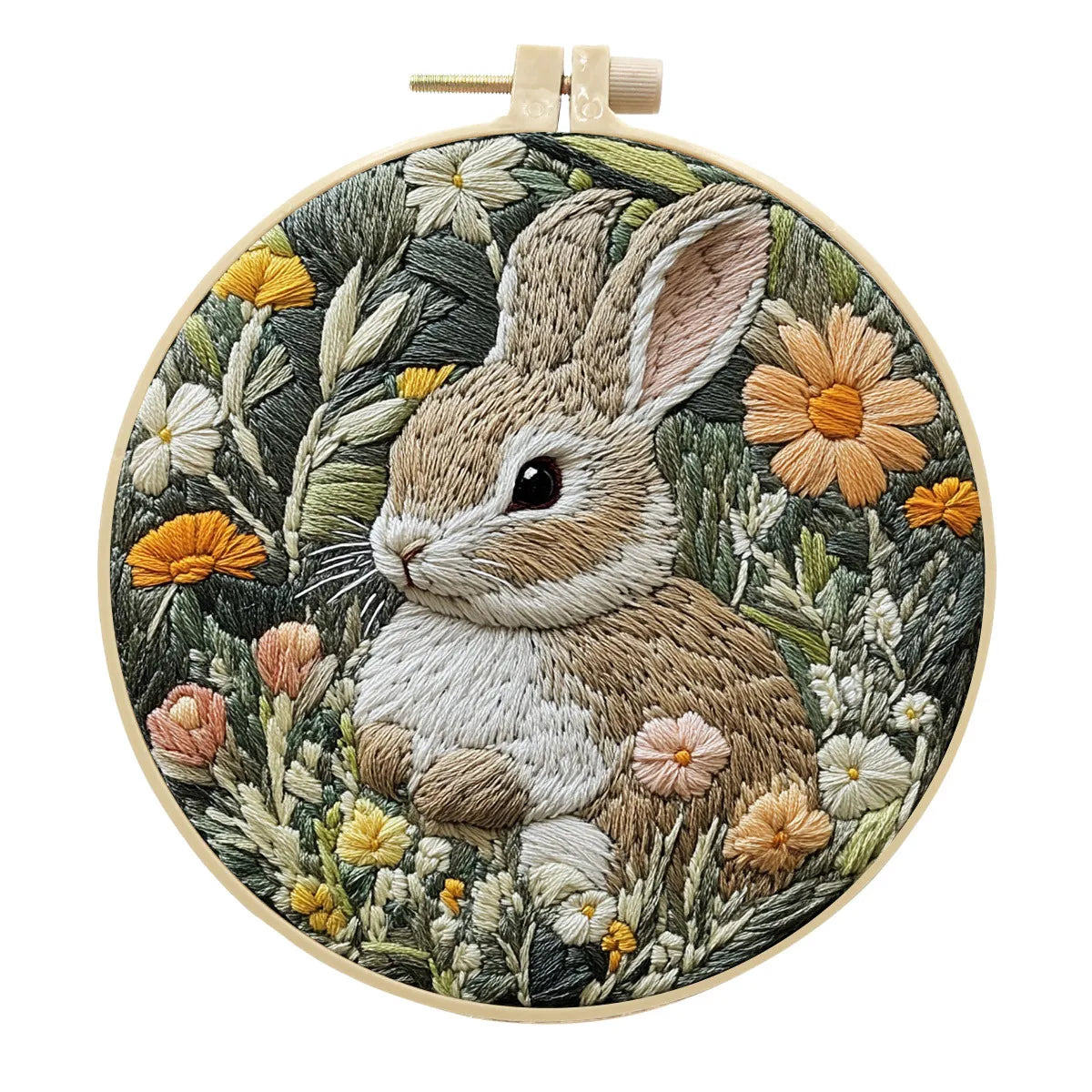 Embroidery Kit, Easter Bunny & Flower Wreath Designs for Handmade Crafts