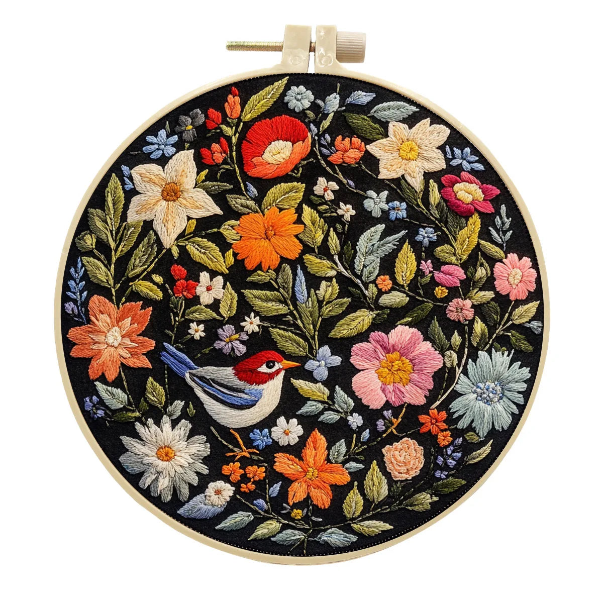 Embroidery Kit, Flowers & Birds for Beginner Stitch Practice & Home Decor