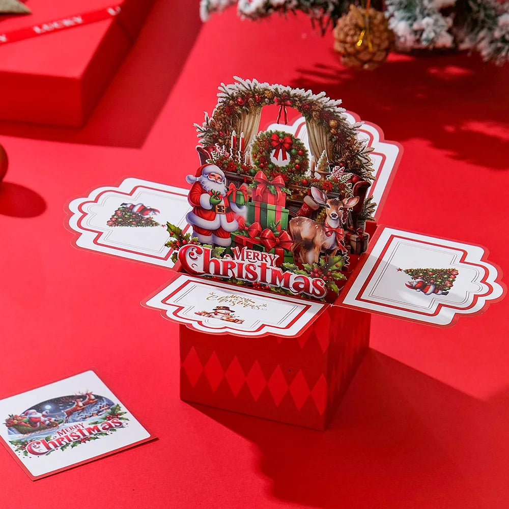 Christmas Card 3D Pop-Up Santa Tree Reindeer Holiday Greeting 36 Designs