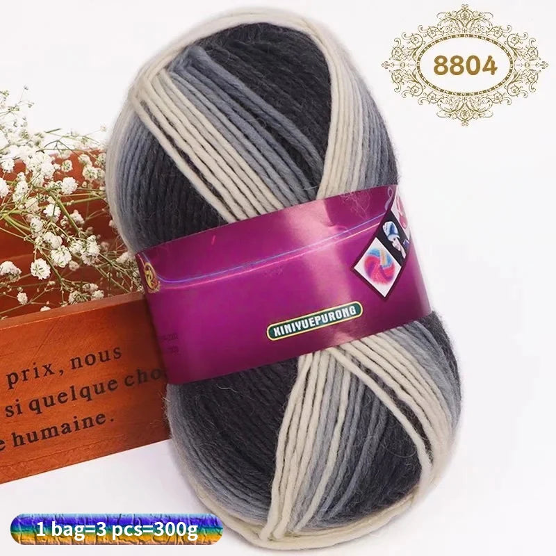 Yarn, Gradient Wool-Style Strands for Knitting Shawls, Hats & Craft Projects