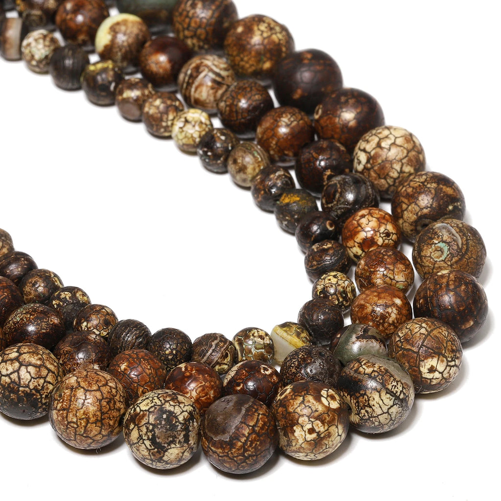 Stone Beads Round Black Brown Green Agate-Style for DIY Jewelry Making