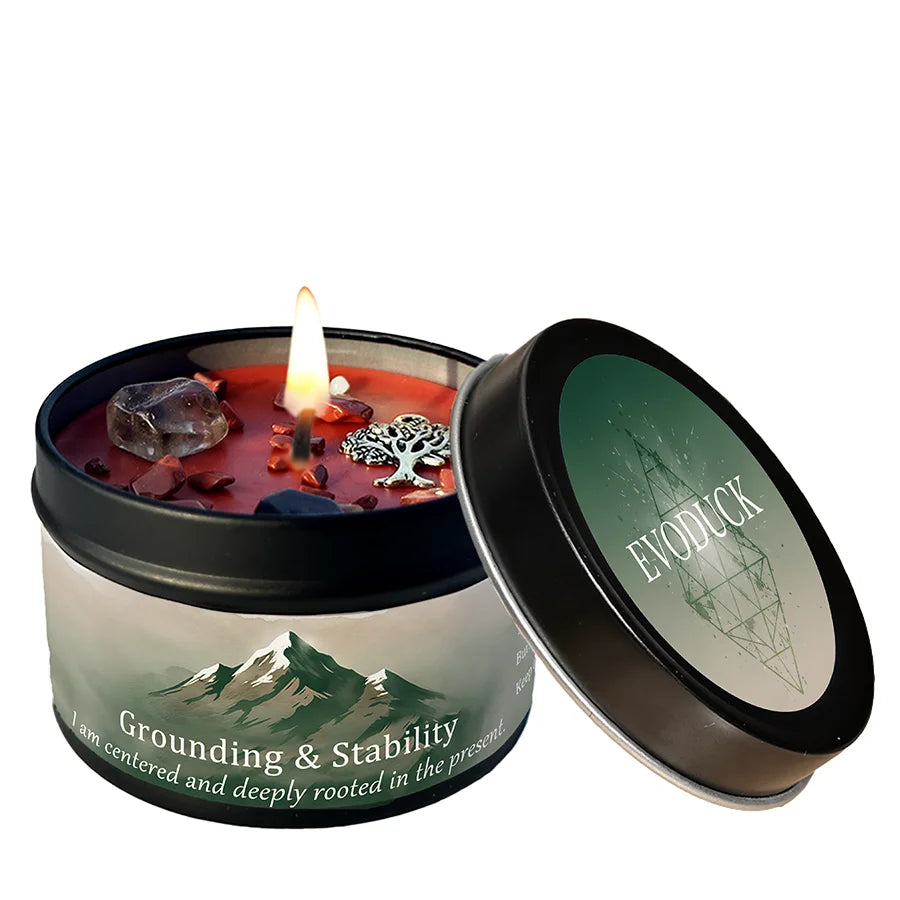 Cinnamon Sandalwood Crystal Scented Candle Manifestation Goal Achievement Aromatherapy Candle Meditation Room Decor Gift 3oz Tin