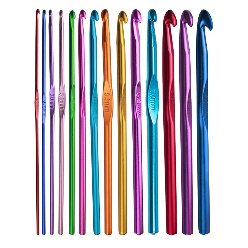 Crochet Hook Set, Colorful Aluminum for Dolls, Sweaters & Handmade Scarves