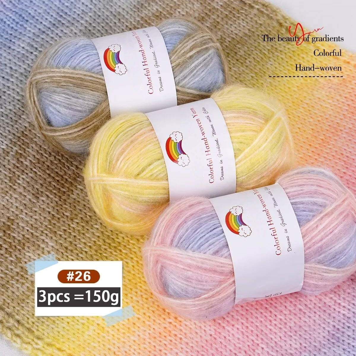 Yarn, Light Rainbow Gradient for Sweaters, Coats, Hats, Scarves & Shawls