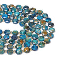 Stone Beads Faceted Coin Lake Blue Tiger Eye for DIY Jewelry Making Craft Beads