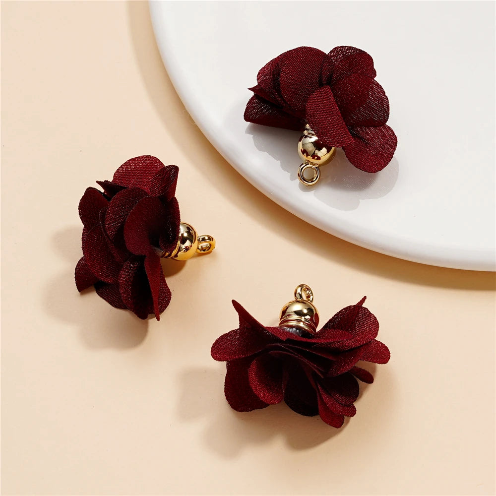 Earring Components Fabric Flower Tassel Pendants Bracelet DIY Jewelry Making