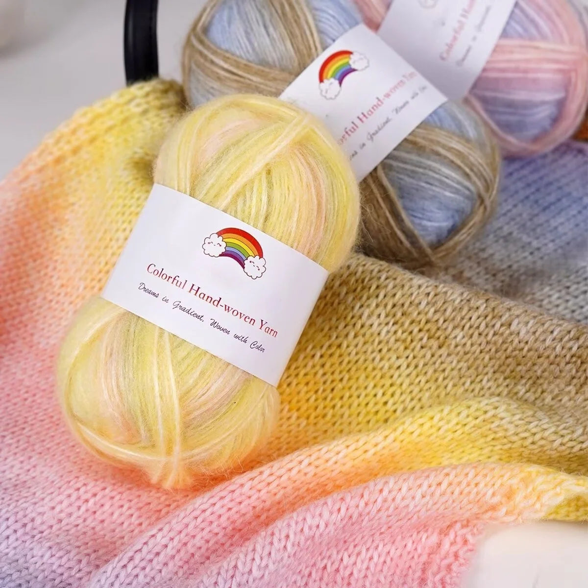 Yarn, Light Rainbow Gradient for Sweaters, Coats, Hats, Scarves & Shawls