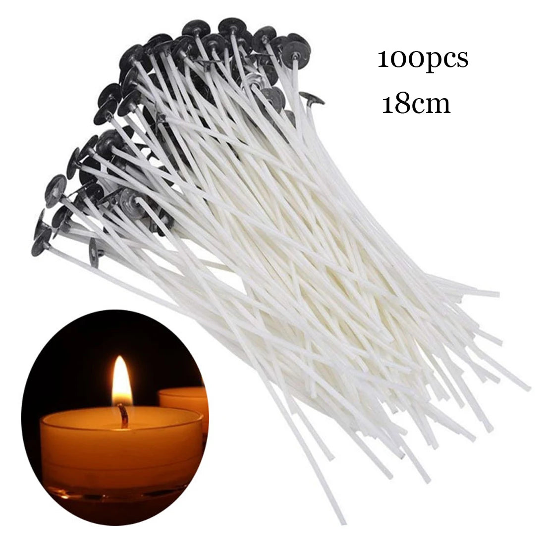 Candle Wicks Pre-Waxed Cotton Smokeless Metal Tab 1-8in DIY Candle Making