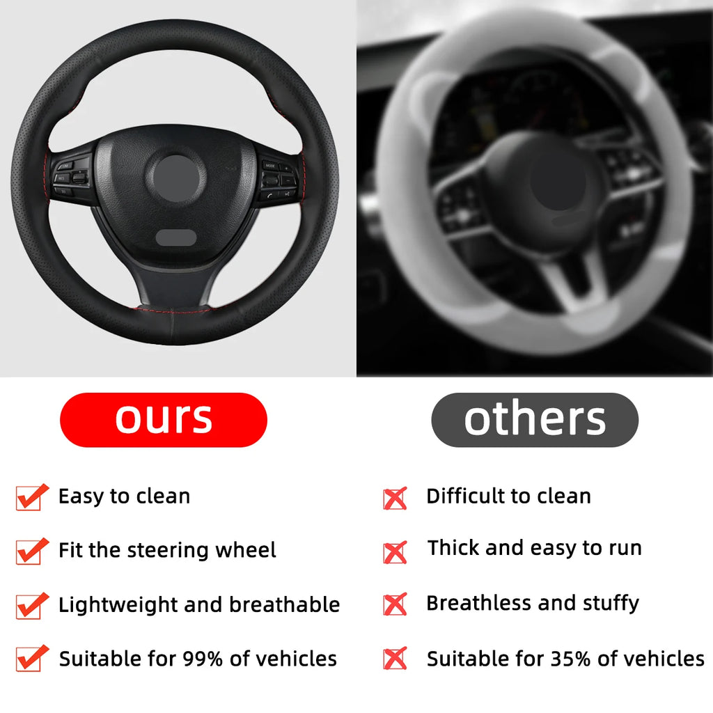 Universal Leather Car Steering Wheel Steering Wheel Cover Anti-Slip Comfort