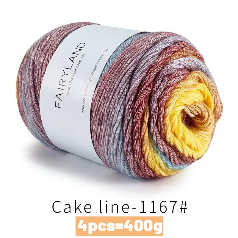 Yarn, Rainbow Gradient Cake for Handmade Sweaters, Scarves & Winter Hats