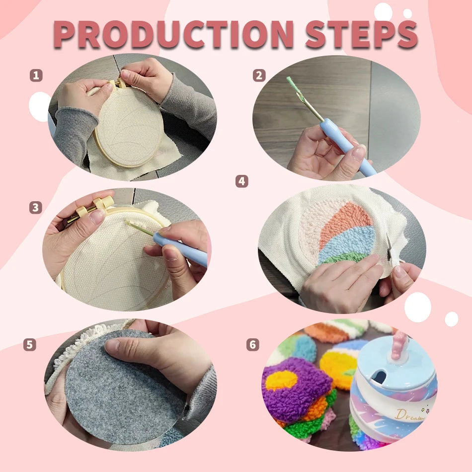 Punch Needle Coaster Kit, SDOYUNO Animal Designs for Beginner Embroidery