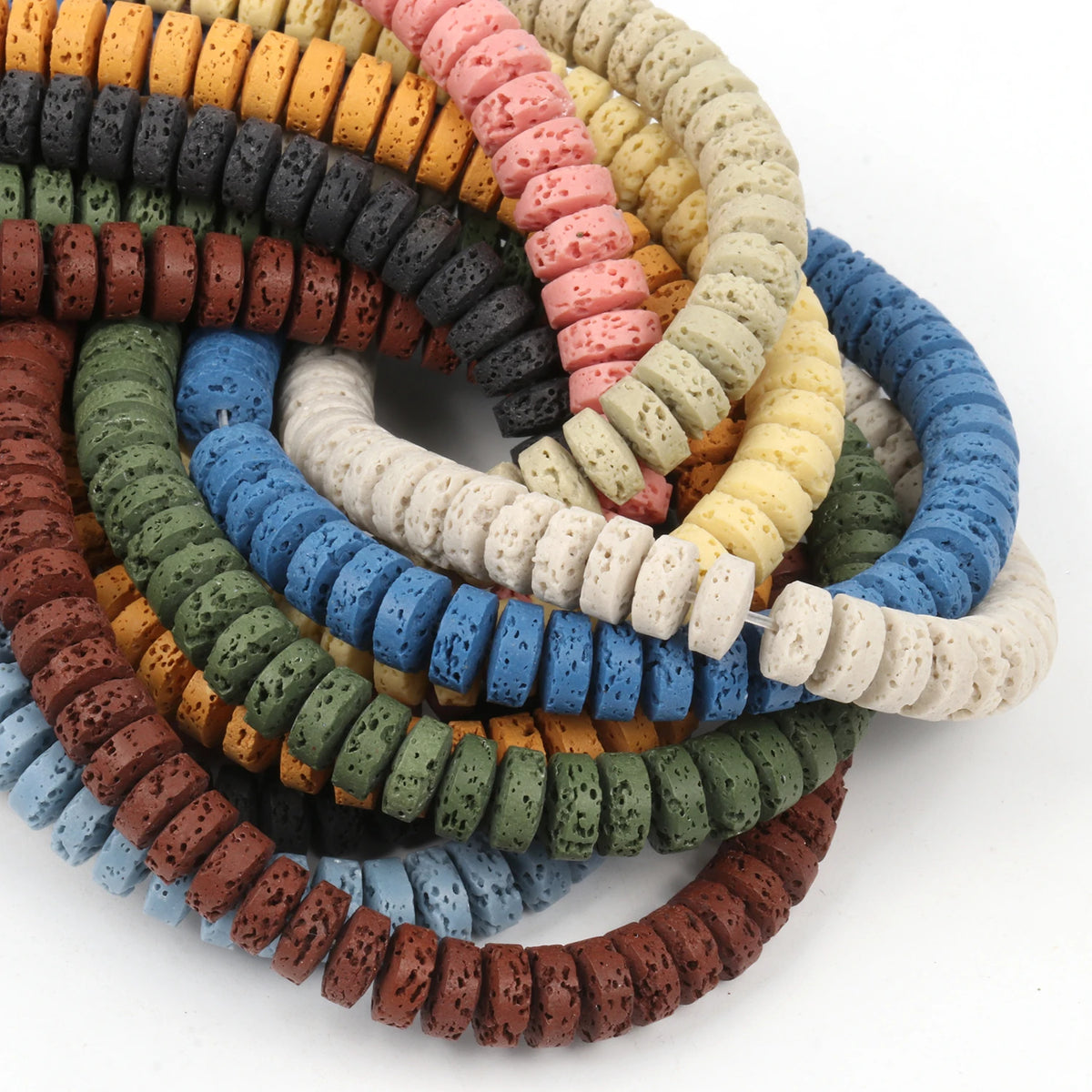 Stone Beads Rondelle Volcanic Lava Spacer Bracelets for DIY Jewelry Making