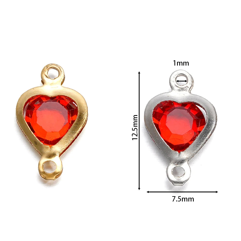 Jewelry Findings Stainless Steel Double Hole Heart Pendant DIY Jewelry Making