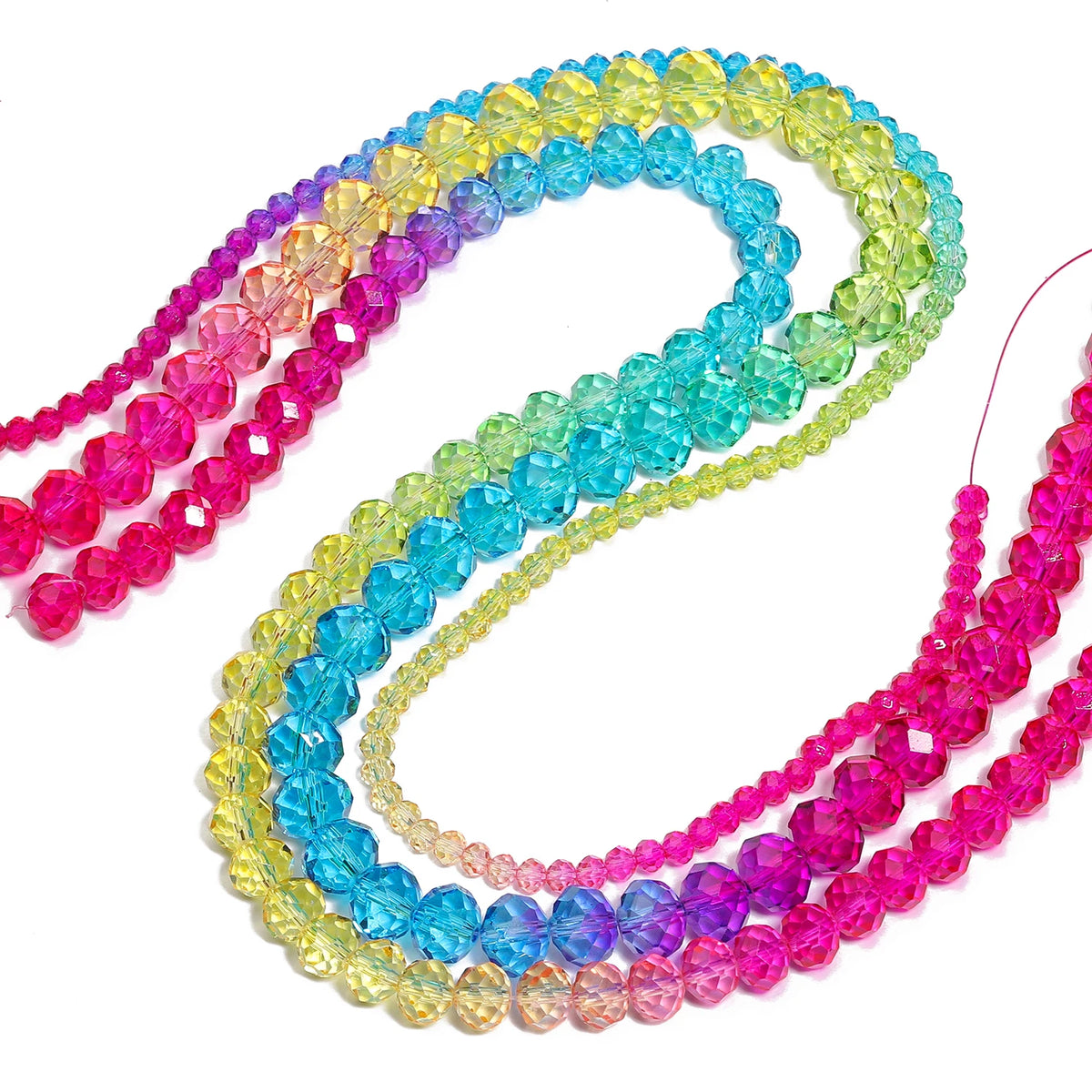 Glass Beads Gradient Color Faceted Rondelle Crystal for DIY Jewelry Making