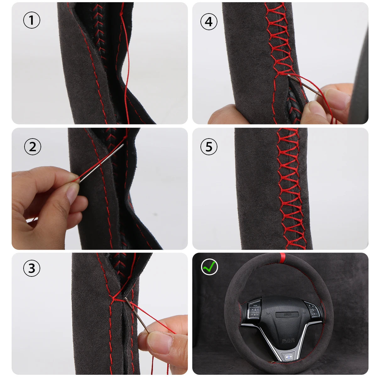 Universal Suede Car Steering Wheel Steering Wheel Cover Anti-Slip Comfort