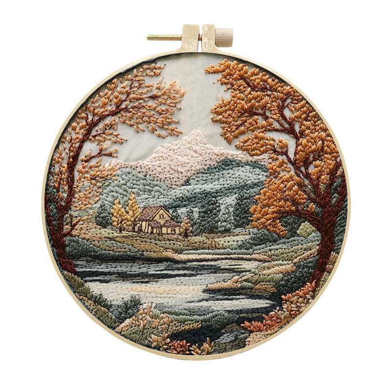 Embroidery Kit, Nature Scenery for Beginner Stitching & Handmade Home Art