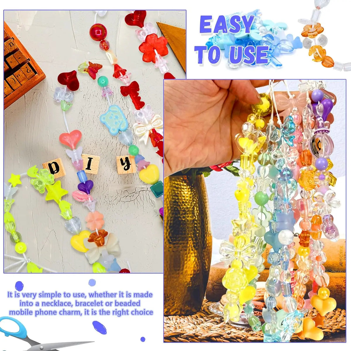 Acrylic Beads Assorted Flower Butterfly Heart Shapes for DIY Jewelry Making