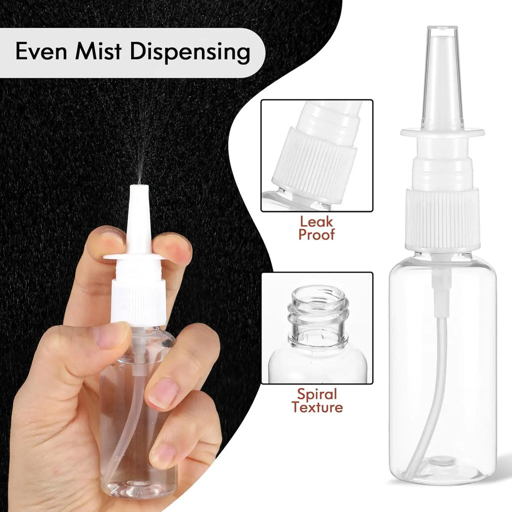 Nasal Spray Bottles Empty White Plastic Refillable Pump Containers 5 Pack