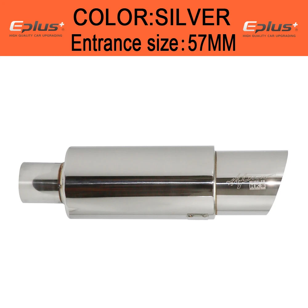 Stainless Steel Car Exhaust Drum Muffler Tail Pipe Universal 51-63mm