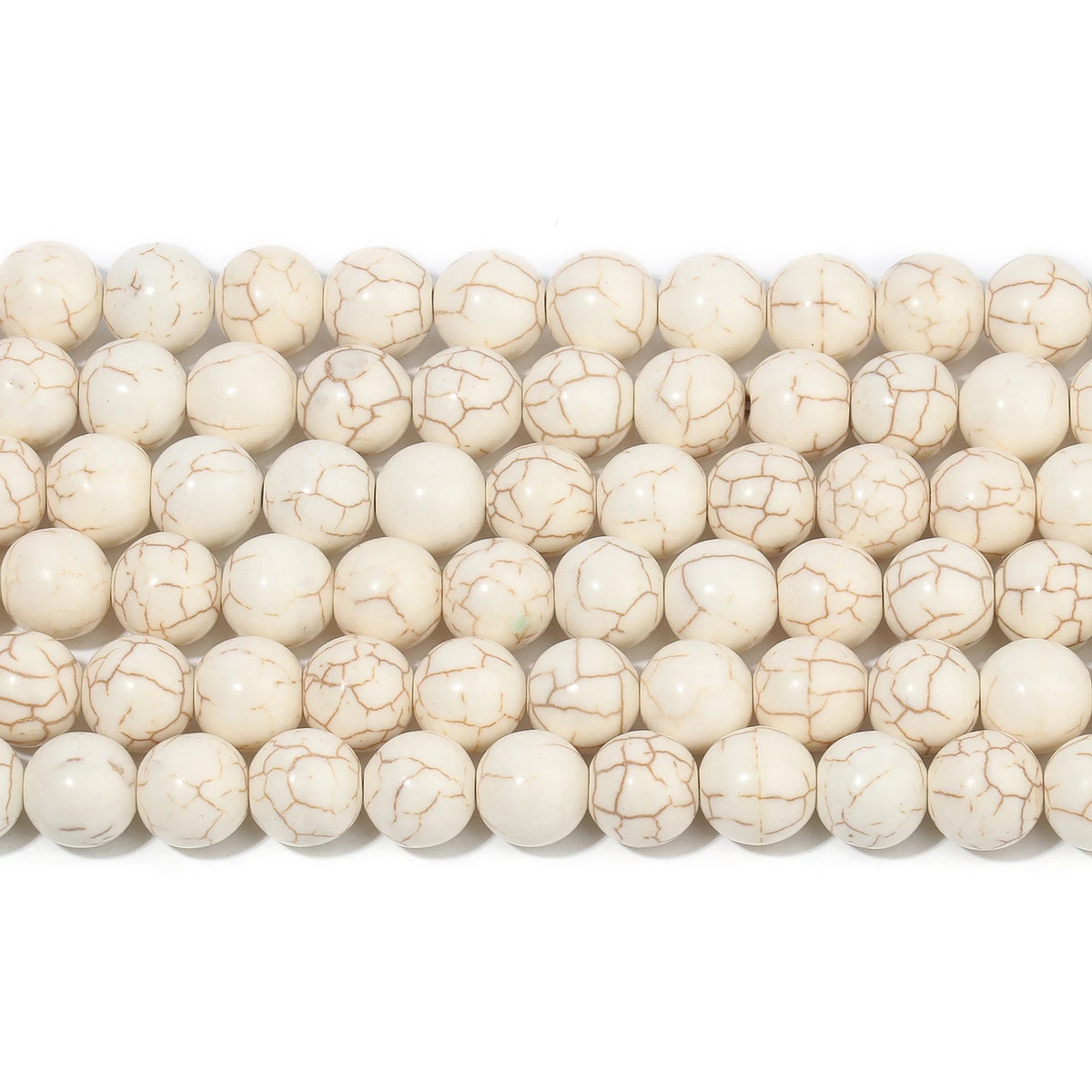 Stone Beads White Turquoise-Style Howlite-Style Round Bracelet Necklace