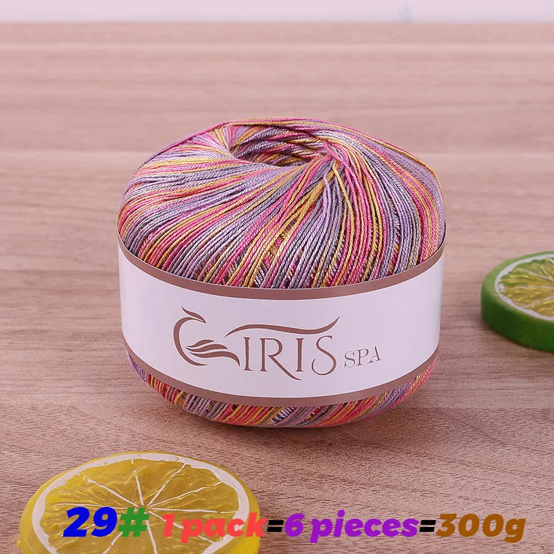 Yarn, Fine Lace with Gradient Colors for Crochet Shawls & Summer Knitwear