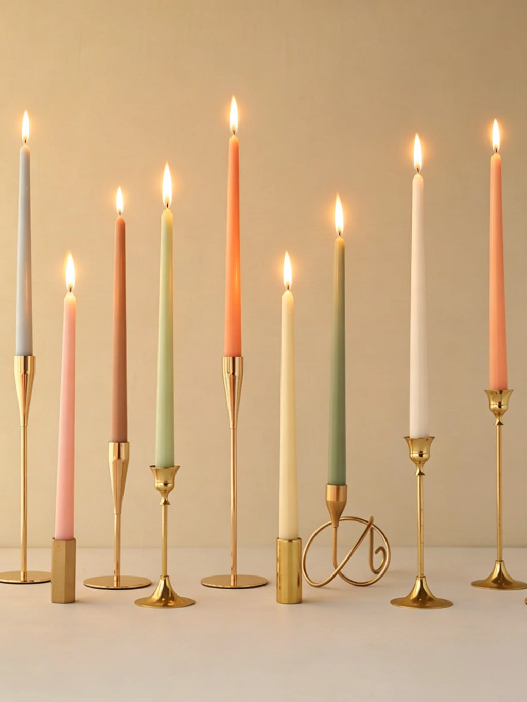 4pcs/box 25cm/9.84inch Morandi Gradient Taper Candles Set, Long Stem Unscented Candles for Wedding, Dinner, Party & Home Decor