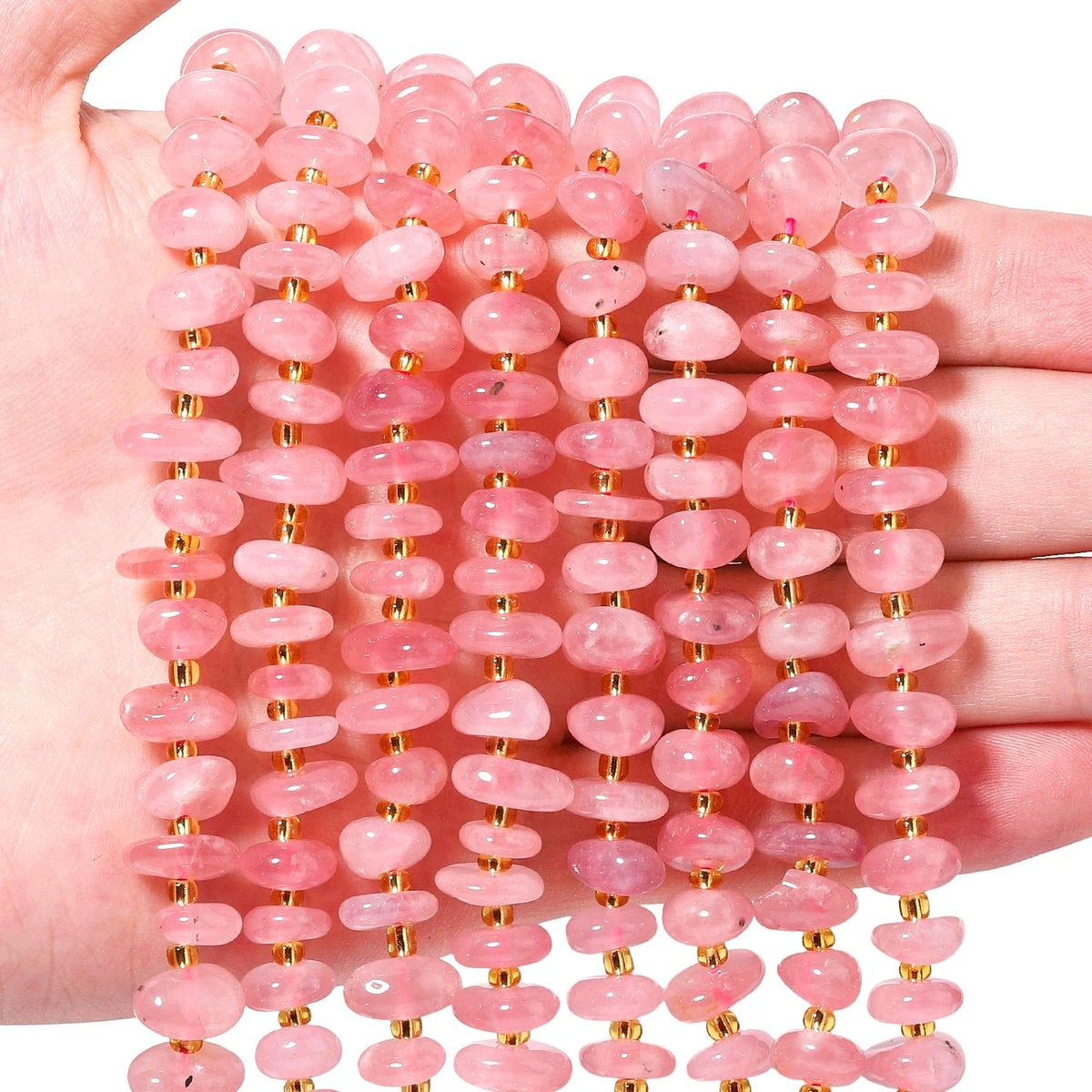 Stone Beads Rose Quartz-Style Irregular Rondelle Chips for DIY Jewelry Making