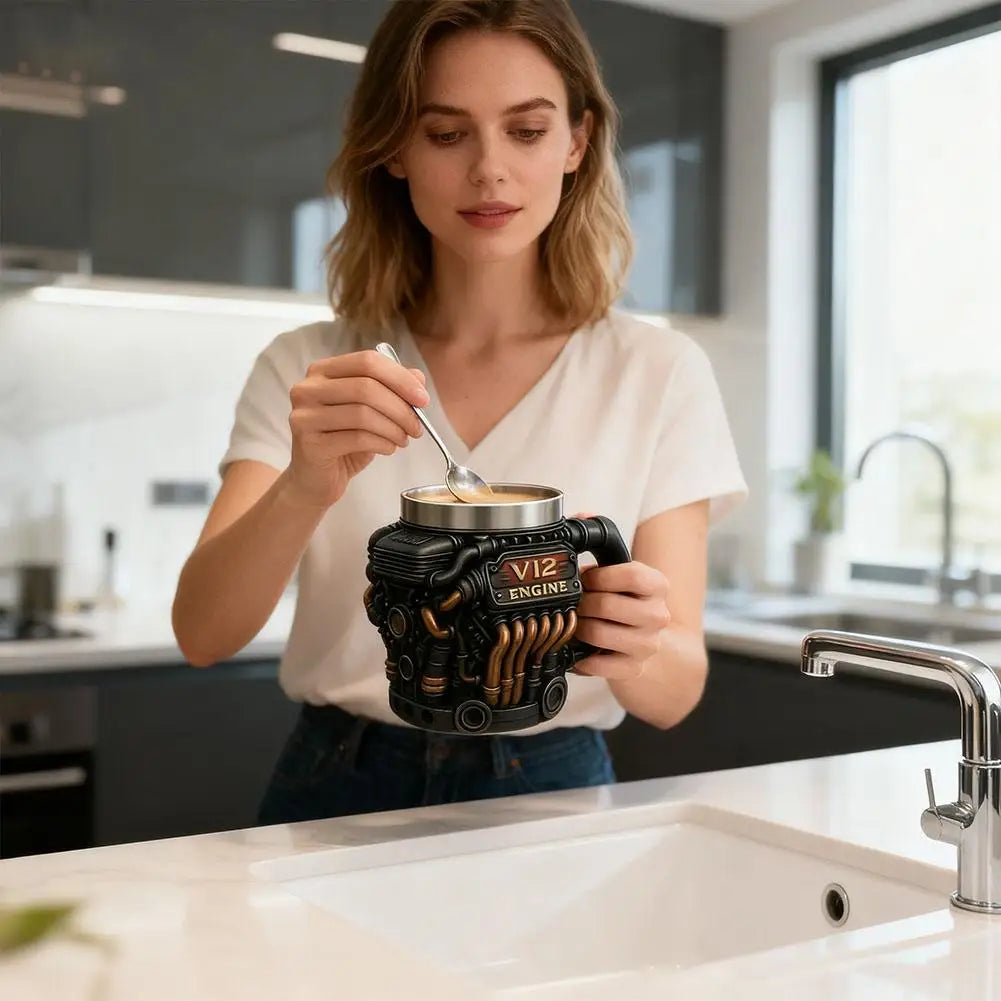 Engine Shaped Mug | Stainless Steel Liner | V6, V8 & V12 Designs | Gift