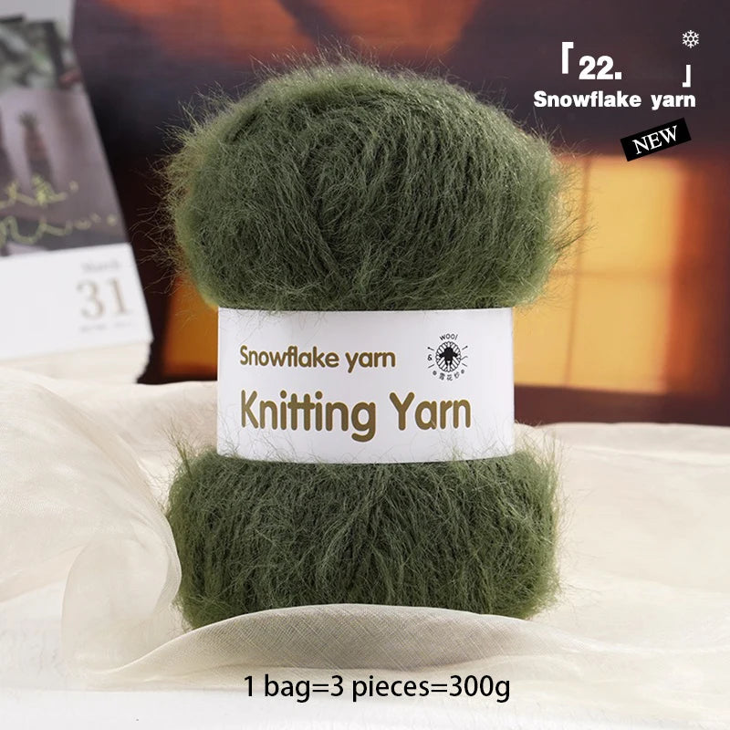 Yarn, Long-Pile Snowflake Texture for Shawls, Sweaters, Hats & Scarves