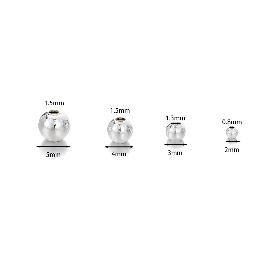 Metal Beads Sterling Silver Round Spacer Silver Bracelet Necklace Craft Beads