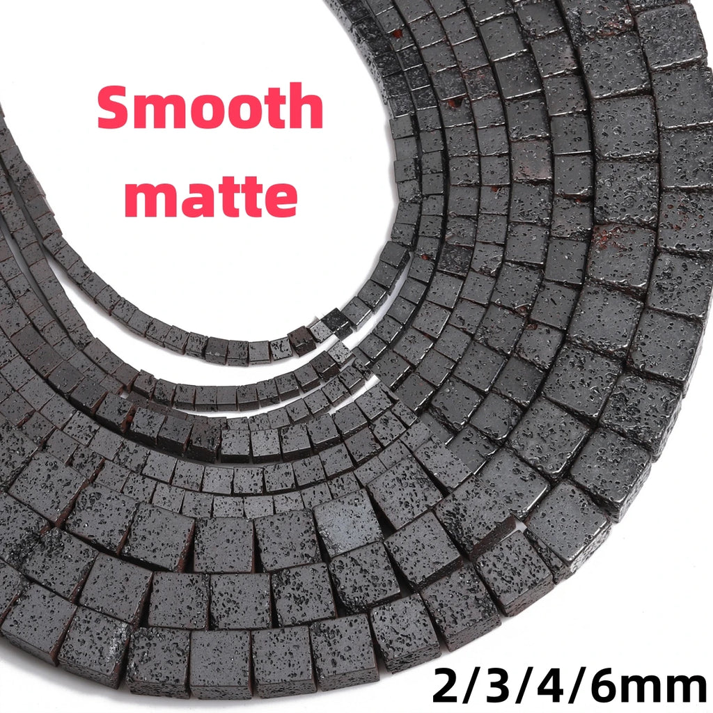 Stone Beads Square Black Lava-Style Spacers for DIY Jewelry Making Craft Beads