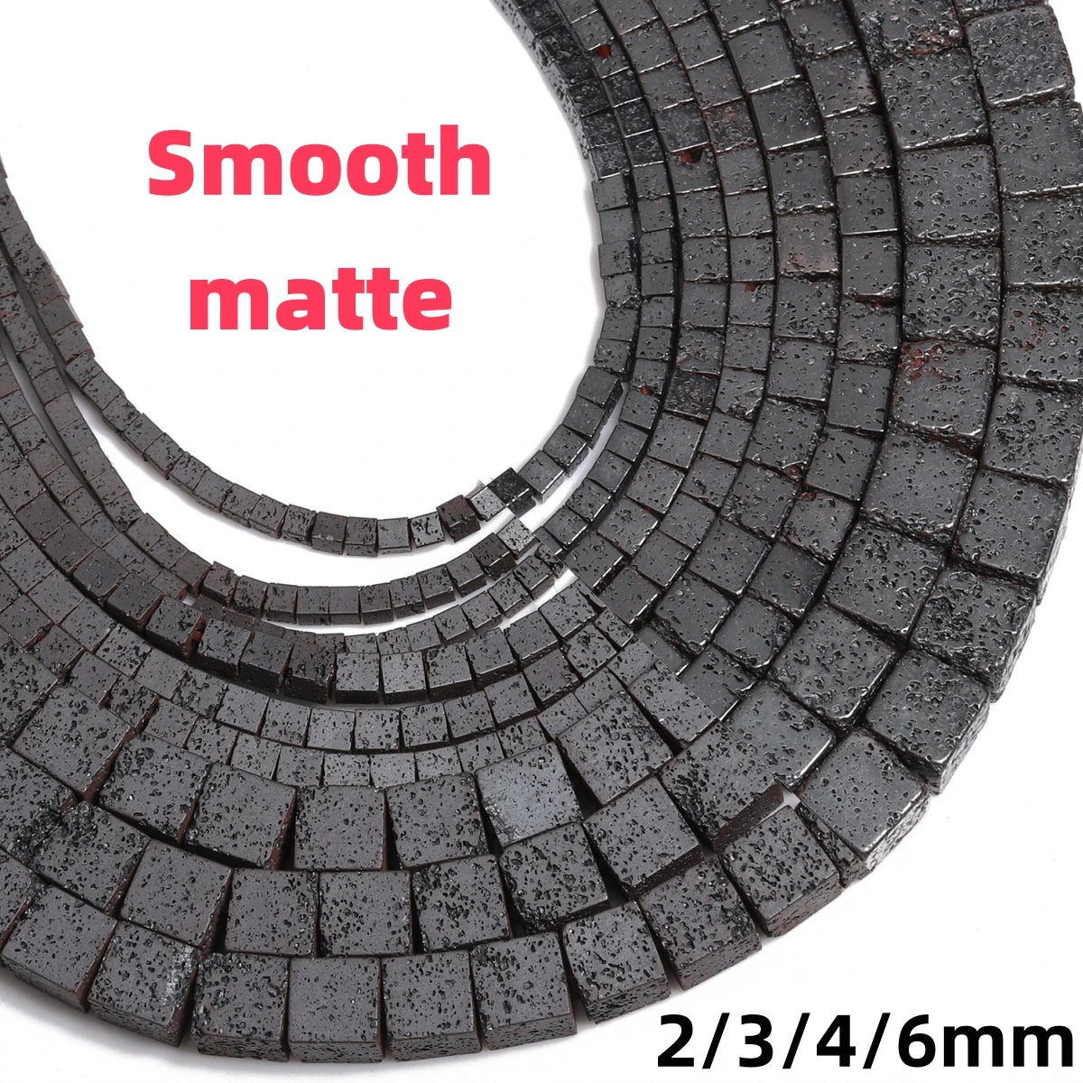 Stone Beads Square Black Lava-Style Spacers for DIY Jewelry Making Craft Beads