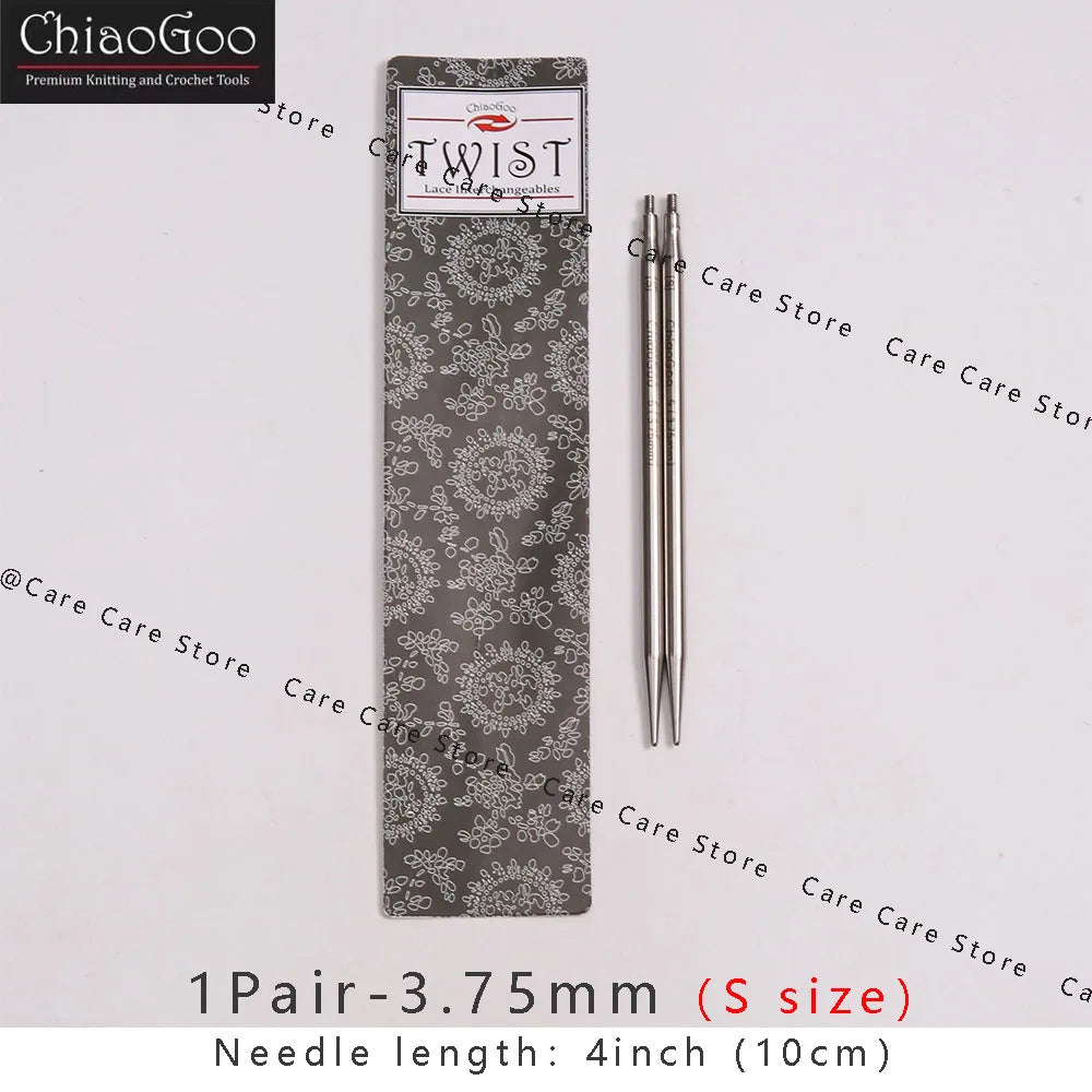 Knitting Needle Tips, ChiaoGoo TWIST Stainless Steel Interchangeable Pair