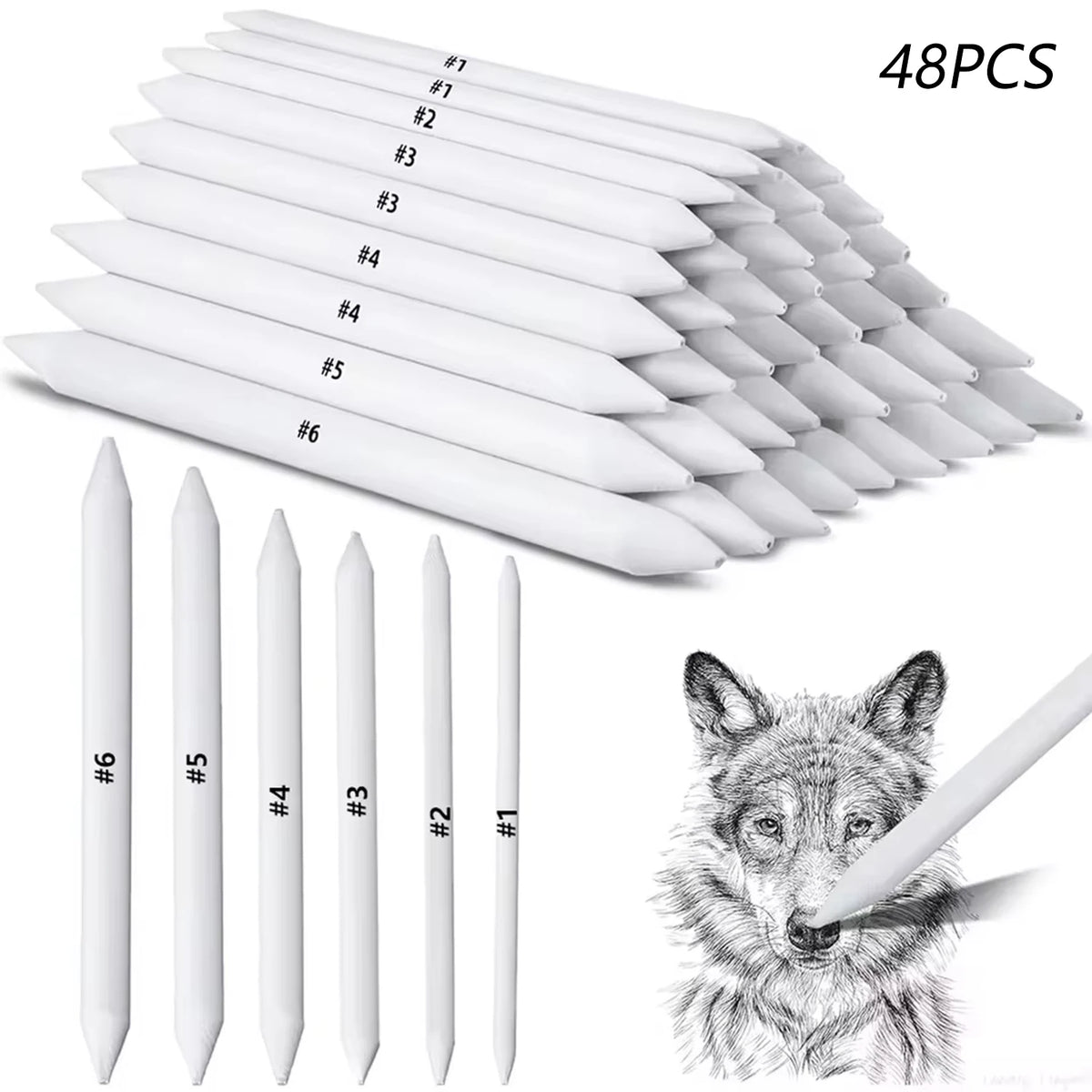 Blending Stumps, Art Paper — 6 or 48 Piece Set for Graphite & Charcoal