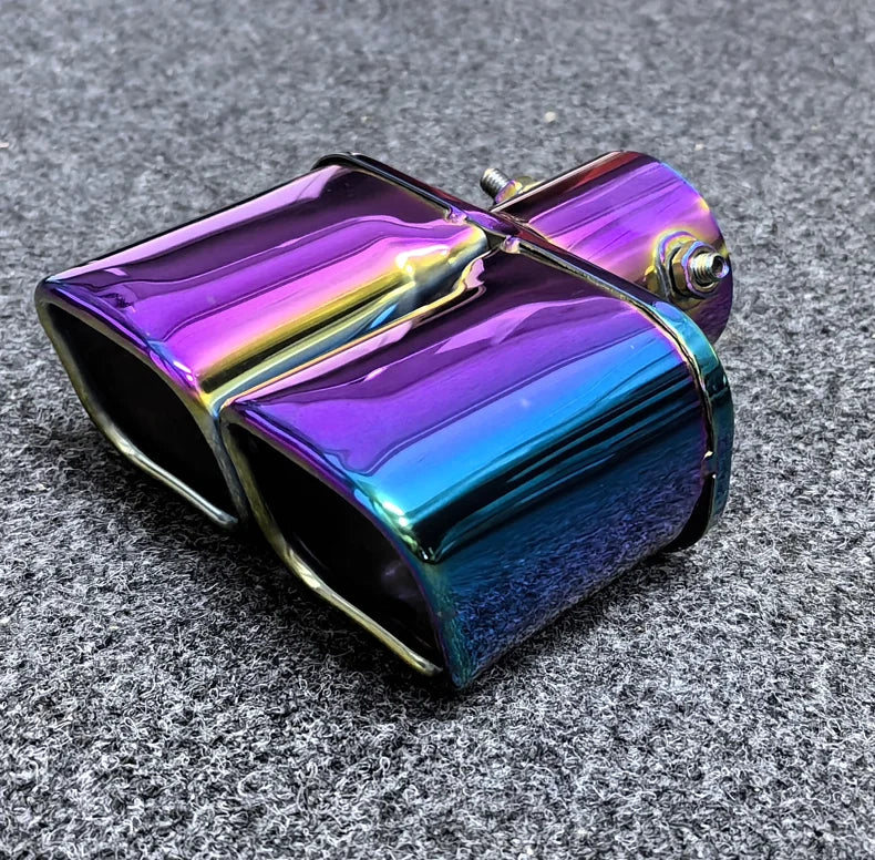 Stainless Steel Square Double Outlet Exhaust Tail Pipe Tip | 6.5cm