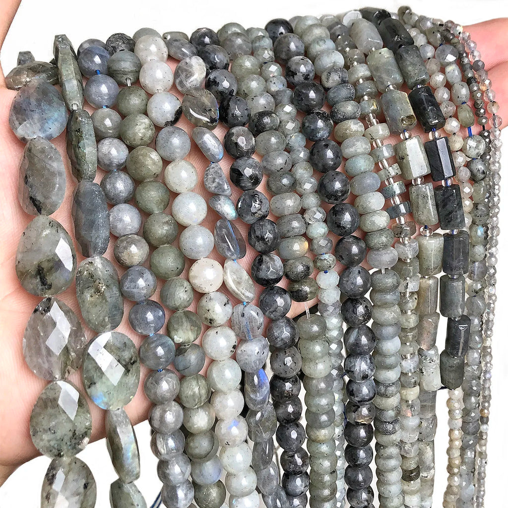 Stone Beads Gray Labradorite Faceted Round Heart Irregular Matte Craft Beads