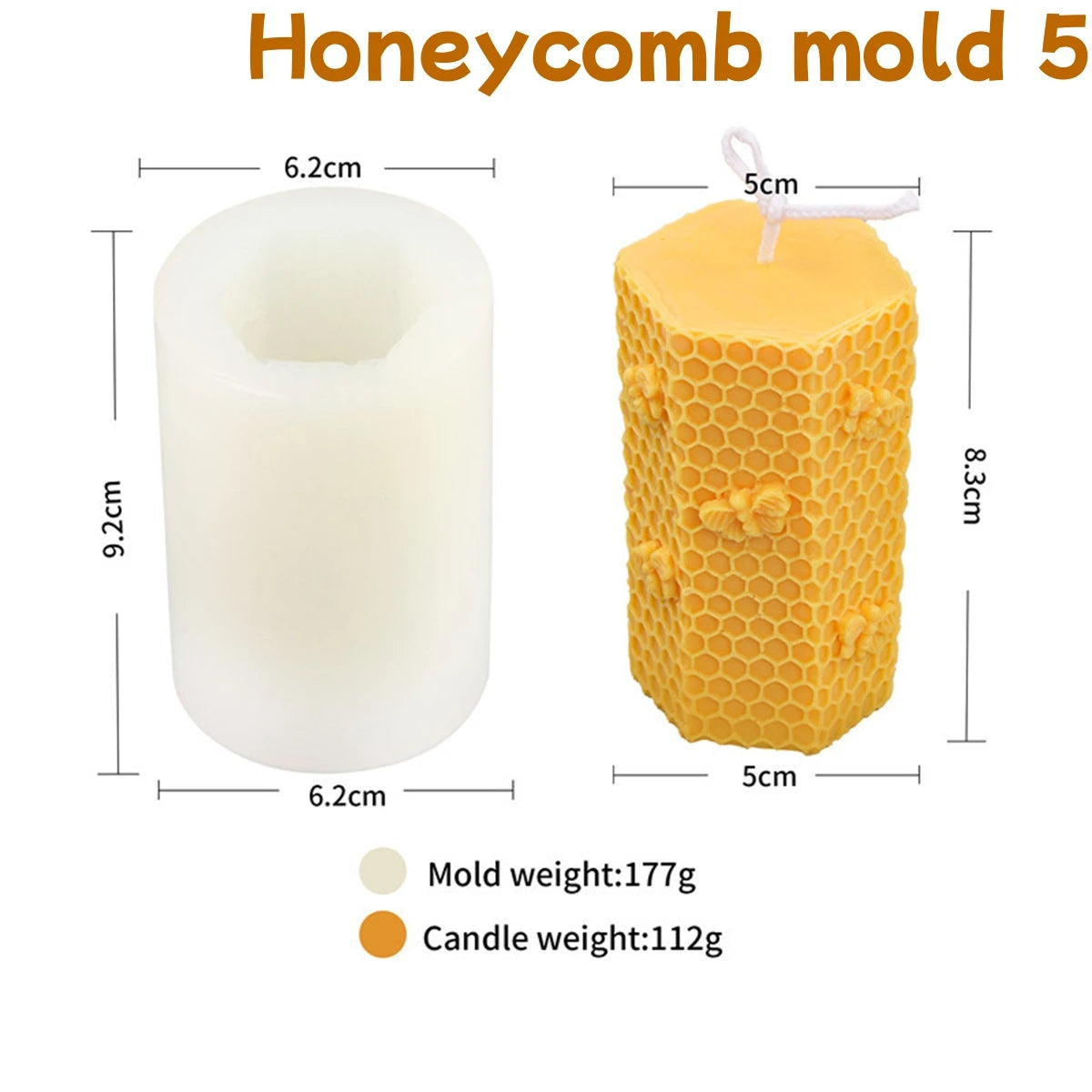 Beehive & Bee Candle Mold - Silicone 3D Honeycomb, 6 Styles
