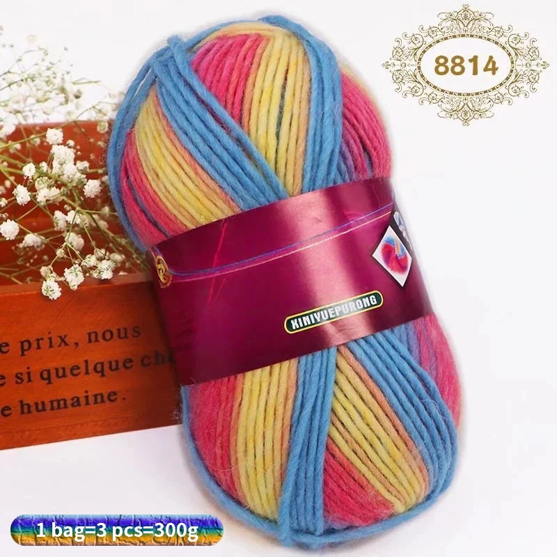 Yarn, Gradient Wool-Style Strands for Knitting Shawls, Hats & Craft Projects