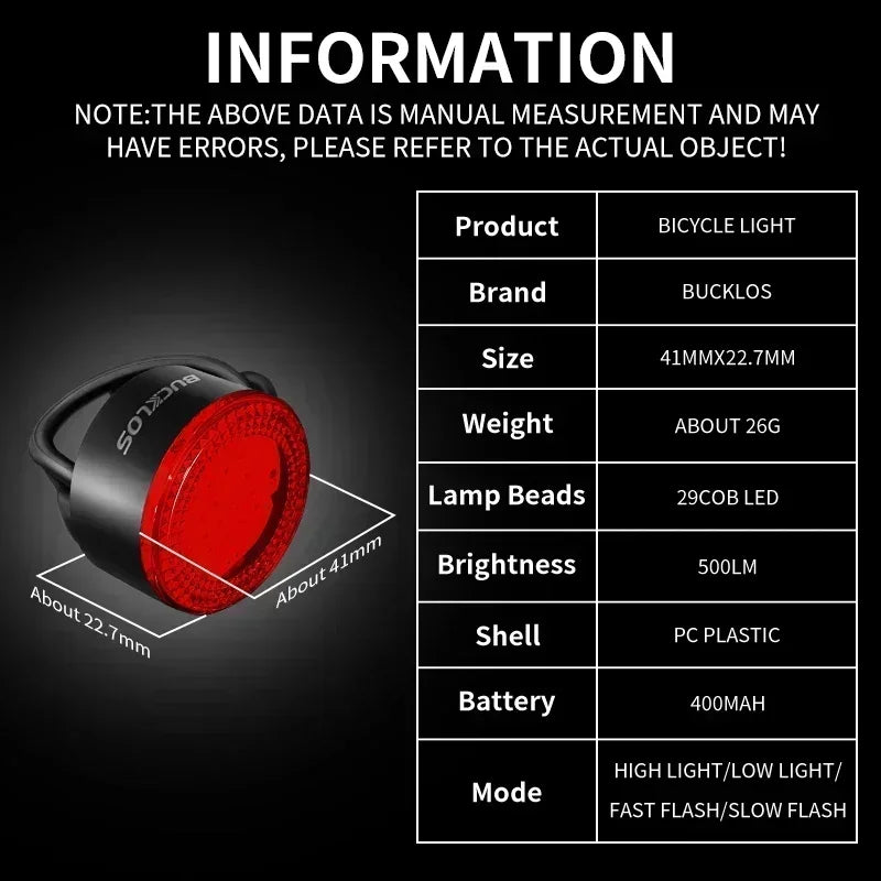 BUCKLOS COB Bike Taillights Headlight Premium Quality Replacement Accessory