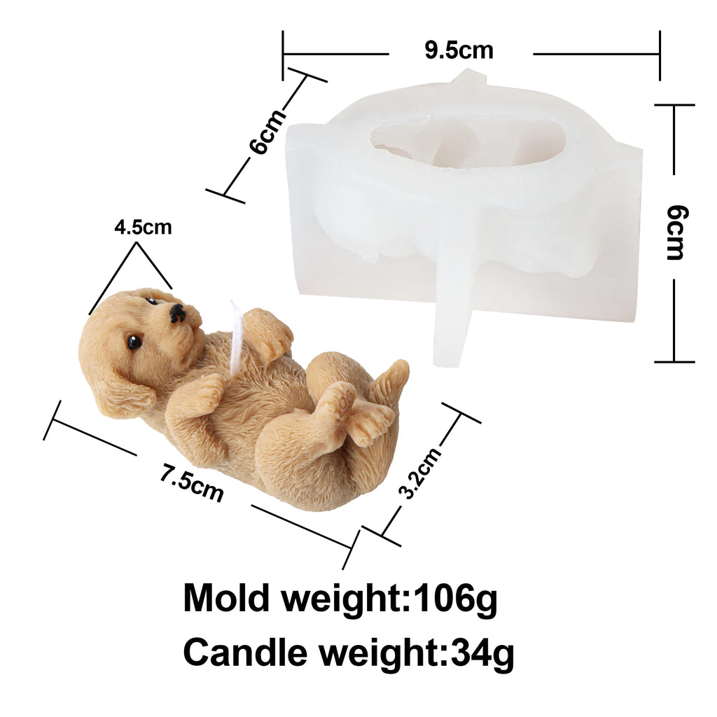 Candle Molds Silicone 3D Puppy Dog DIY Wax and Soap Casting Animal Figurines