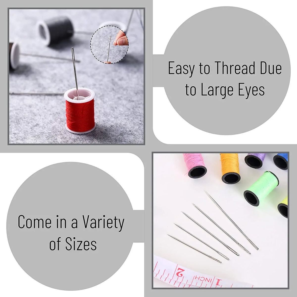 Hand Sewing Needles, Large Eyes for Embroidery, Sewing & Needlework Crafts