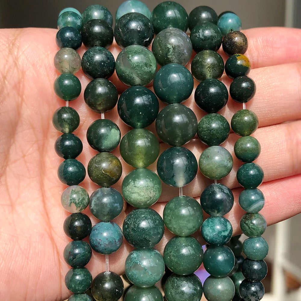 Stone Beads Round Black Lava Volcanic-Style for DIY Jewelry Making Craft Beads